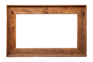 AI generated an old wooden rectangular frame isolated on a transparent background, PNG