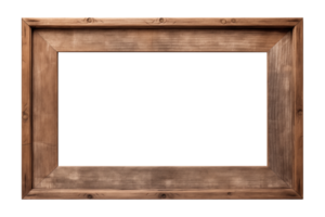 AI generated an old wooden rectangular frame isolated on a transparent background, PNG