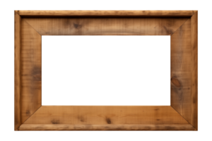 AI generated an old wooden rectangular frame isolated on a transparent background, PNG