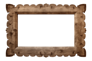 AI generated an old wooden rectangular frame isolated on a transparent background, PNG