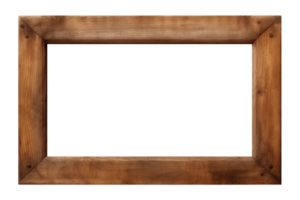 AI generated an old wooden rectangular frame isolated on a transparent background, PNG