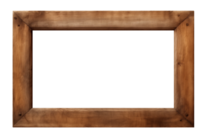 ai generado un antiguo de madera rectangular marco aislado en un transparente fondo, png