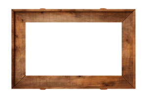 AI generated an old wooden rectangular frame isolated on a transparent background, PNG