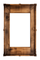 AI generated an old wooden rectangular frame isolated on a transparent background, PNG