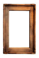 AI generated an old wooden rectangular frame isolated on a transparent background, PNG