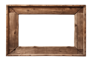 AI generated an old wooden rectangular frame isolated on a transparent background, PNG