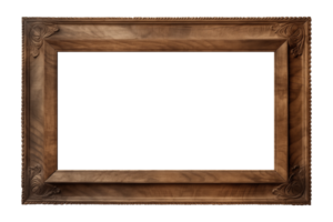 AI generated an old wooden rectangular frame isolated on a transparent background, PNG