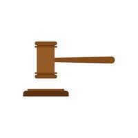 Judge Wood Hammer flat design vector illustration, flat design, auction, judgment. Gavel judge isolated on a white background. Wooden gavel law concept. Flat cartoon style.