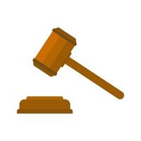 Judge Wood Hammer flat design vector illustration, flat design, auction, judgment. Gavel judge isolated on a white background. Wooden gavel law concept. Flat cartoon style.