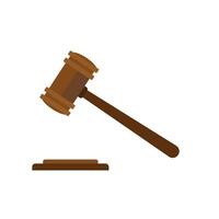 Judge Wood Hammer flat design vector illustration, flat design, auction, judgment. Gavel judge isolated on a white background. Wooden gavel law concept. Flat cartoon style.