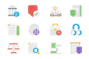 Law and justice 3d icons set. Pack flat pictograms of court building, protection, police, document, investigation, criminal, prison, evidence and other. Vector elements for mobile app and web design