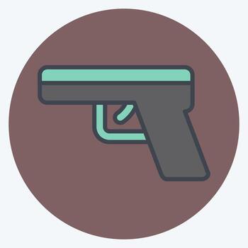 Icon Gun. related to Military And Army symbol. color mate style. simple design illustration vector