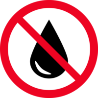 Nee waterbestendig waarschuwing teken, water laten vallen verboden icoon symbool. verboden teken geïsoleerd Aan wit achtergrond.illustratie png