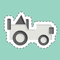 Sticker line cut Army Jeep. related to Military And Army symbol. simple design illustration vector