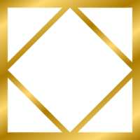 Gold glänzend glühend Jahrgang Platz Rahmen mit Schatten isoliert auf Weiß Hintergrund. Gold realistisch Platz Grenze. Illustration png