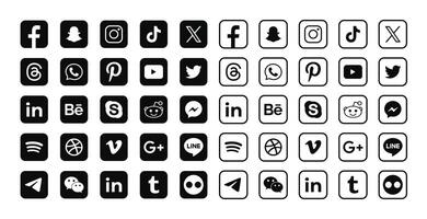 Set of social media logo on white background. Social media icon set collection. vector