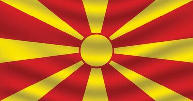 Flat Illustration of North Macedonia national flag. North Macedonia flag design. North Macedonia Wave flag. vector