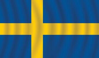 Flat Illustration of Sweden national flag. Sweden flag design. Sweden Wave flag. vector