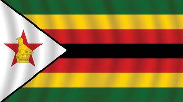 plano ilustración de Zimbabue nacional bandera. Zimbabue bandera diseño. Zimbabue ola bandera. vector