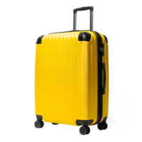 AI generated big yellow travel suitcase with transparent isolated background png