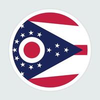 Ohio State flag vector icon design. Ohio State Circle flag. Round of Ohio flag.