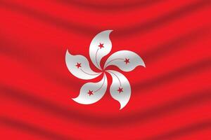 Flat Illustration of the Hong Kong national flag. Hong Kong flag design. Hong Kong wave flag. vector