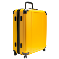 AI generated big yellow travel suitcase with transparent isolated background png