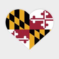 Maryland State flag vector icon design. Maryland state flag in Heart shape. Vector Maryland flag in Heart.