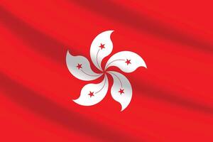 Flat Illustration of the Hong Kong national flag. Hong Kong flag design. Hong Kong wave flag. vector