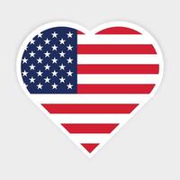 United States national flag vector icon design. United States flag in Heart shape. Vector United States flag in Heart.