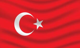 Flat Illustration of Turkey flag. Turkey national flag design. Turkey wave flag. vector