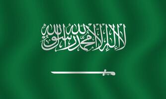 Flat Illustration of the Saudi Arabia flag. Saudi Arabia national national flag design. Saudi Arabia wave flag. vector