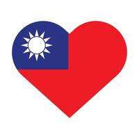 Taiwan national flag vector icon design. Taiwan flag in Heart design shape. Vector Taiwan flag in Heart.