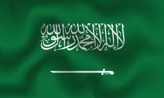 Flat Illustration of the Saudi Arabia flag. Saudi Arabia national national flag design. Saudi Arabia wave flag. vector