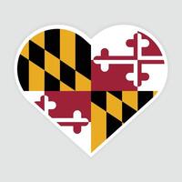 Maryland State flag vector icon design. Maryland state flag in Heart shape. Vector Maryland flag in Heart.