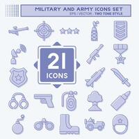 Icon Set Military And Army. related to War symbol. two tone style. simple design illustration vector