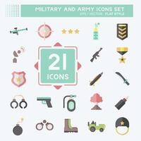 Icon Set Military And Army. related to War symbol. flat style. simple design illustration vector