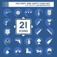 Icon Set Military And Army. related to War symbol. long shadow style. simple design illustration vector