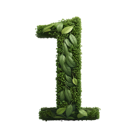 AI generated Number 1 made from green leaves png