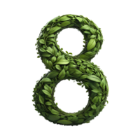 AI generated Number 8 made from green leaves png