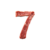 AI generated Number 7 made from raw meat png
