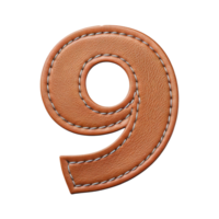 AI generated Number 9 made from leather png