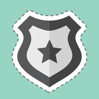 Sticker line cut Protection Shield. related to Military And Army symbol. simple design illustration vector