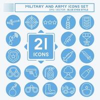 Icon Set Military And Army. related to War symbol. blue eyes style. simple design illustration vector