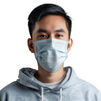 ai gegenereerd Mens slijtage gezicht masker PNG geïsoleerd Aan transparant achtergrond