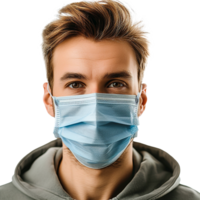 AI generated Man wear face mask png isolated on transparent background