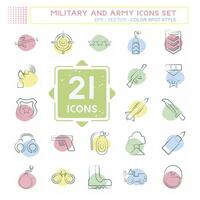 Icon Set Military And Army. related to War symbol. Color Spot Style. simple design illustration vector