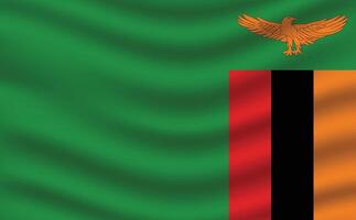 Flat Illustration of Zambia national flag. Zambia flag design. Zambia Wave flag. vector