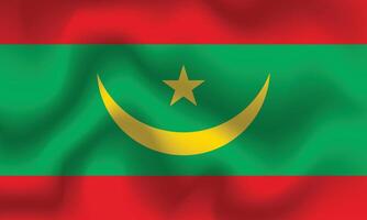 Flat Illustration of Mauritania national flag. Mauritania flag design. Mauritania Wave flag. vector