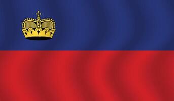 Flat Illustration of Liechtenstein national flag. Liechtenstein flag design. Liechtenstein Wave flag. vector